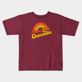 Retro Rainbow - Peace, Love Chocolate Kids T-Shirt